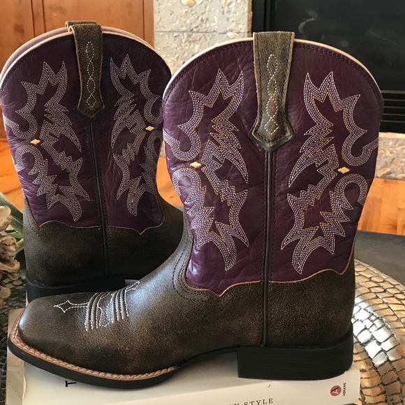 ARIAT 🐴 WESTERN PURPLE LEATHER COWGIRL BOOTS - Picture 8 of 14